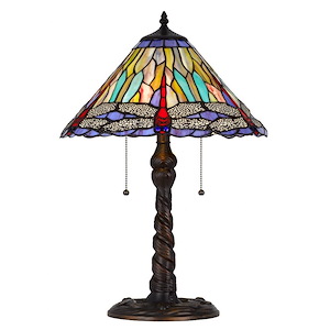2 Light Table Lamp In Art Deco Style-23 Inches Tall and 15.5 Inches Wide