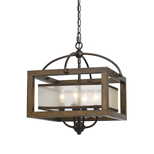Mission-Four Light Square Semi-Flush Mount-16 Inches Wide by 16 Inches High - 440742