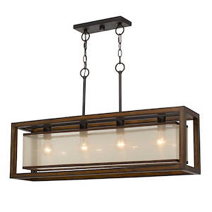 4 Light Chandelier In Industrial Style-21.5 Inches Tall and 36 Inches Wide