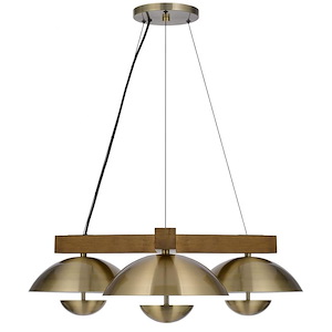 Lakeland - 45W 3 LED Pendant In Art Deco Style-8.75 Inches Tall and 31.75 Inches Wide