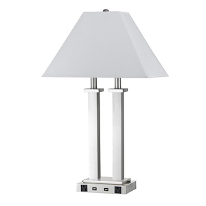 Desk - 2 Light Desk Lamp with 2 USB And 2 Power Outlet-26 Inches Tall and 11 Inches Wide