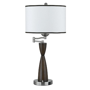 Hotel - 1 Light Night Stand Lamp With 1 Power Outlet-30 Inches Tall and 15 Inches Wide