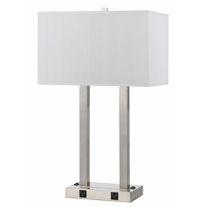 2 Light Desk Lamp with 2 Outlet-27 Inches Tall and 10 Inches Wide