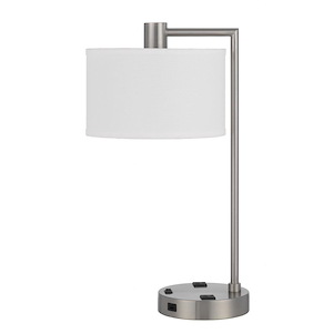 Roanne - 1 Light Desk Lamp with 2 Power Outlets and 1 USB Charging Port In Modern Style-22 Inches Tall and 10.5 Inches Wide