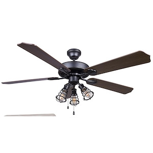 Otto - 5 Blade Ceiling Fan with Light Kit-19 Inches Tall and 52 Inches Wide