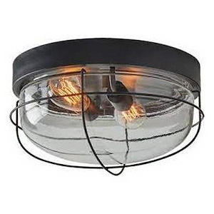 House - 2 Light Flush Mount In Industrial Style-7.25 Inches Tall and 14 Inches Wide