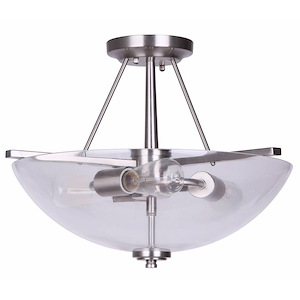 3 Light Semi-Flush Mount-12 Inches Tall and 13 Inches Wide