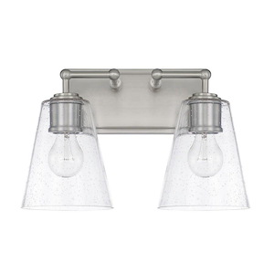 2 Light Transitional Bath Vanity Approved for Damp Locations - in Transitional style - 14.75 high by 9.5 wide