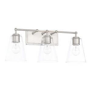 3 Light Transitional Bath Vanity Approved for Damp Locations - in Transitional style - 23.5 high by 9.5 wide