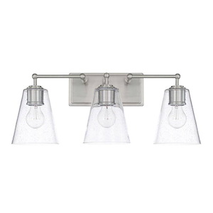 3 Light Transitional Bath Vanity Approved for Damp Locations - in Transitional style - 23.5 high by 9.5 wide