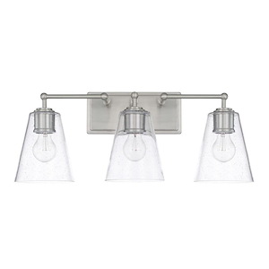 3 Light Transitional Bath Vanity Approved for Damp Locations - in Transitional style - 23.5 high by 9.5 wide
