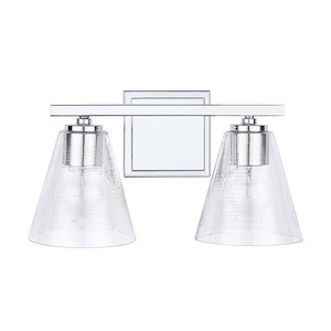 2 Light Transitional Bath Vanity Approved for Damp Locations - in Transitional style - 15 high by 8 wide