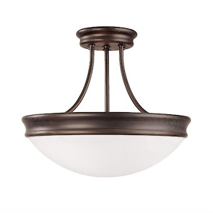 14 Inch 3 Light Semi-Flush Mount - in Traditional style - 14 high by 11.75 wide