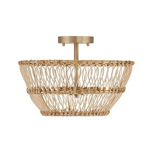 Wren - 3 Light Semi-Flush Mount In Coastal Style-9.75 Inches Tall and 16 Inches Wide
