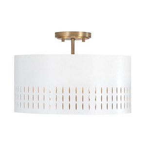Dash - 3 Light Semi-Flush Mount In Art Deco Style-9.5 Inches Tall and 15.5 Inches Wide - 1287698