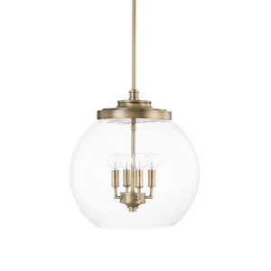Mid-Century - 4 Light Pendant - in Transitional style - 15.5 high by 17 wide