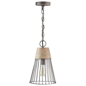 9 Inch 1 Light Pendant - in Urban/Industrial style - 9 high by 14 wide - 1221621