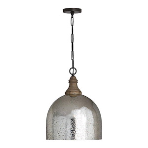 19.25 Inch 1 Light Pendant - in Urban/Industrial/Farmhouse/Rustic/Mixed Materials style - 15 high by 19.25 wide