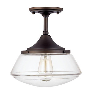 Schoolhouse - 1 Light Semi-Flush Mount - in Transitional style - 10.5 high by 11.5 wide