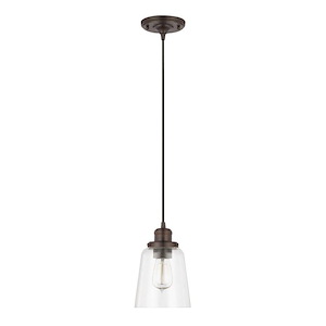 1 Light Mini Pendant - in Industrial style - 6 high by 9.25 wide