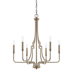 Dawson - Chandelier 6 Light Aged Brass Steel - in Transitional style - 24.75 high by 29.5 wide - 616092