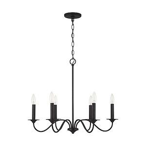 Vincent - Chandelier 6 Light Black Iron Metal - in Transitional style - 26 high by 22 wide - 1222007