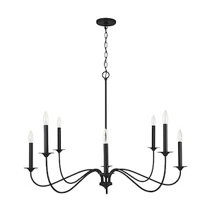 Vincent - Chandelier 8 Light Black Iron Metal - in Transitional style - 40 high by 29.5 wide
