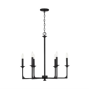 Clint - Chandelier 6 Light Black Iron Metal - in Transitional style - 28 high by 27.5 wide