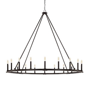 Pearson - Chandelier 20 Light Black Iron - in Industrial style - 52 high by 60 wide