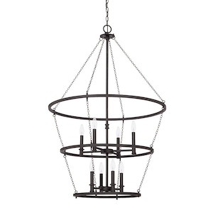 Lancaster - 8 Light 2-Tier Foyer - in Industrial style - 30 high by 45 wide