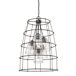Turner - 6 Light Foyer - in Industrial style - 23 high by 33.5 wide