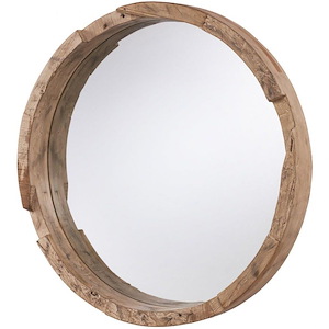 36 Inch Round Wood Mirror - in Industrial style - 36 high by 36 wide