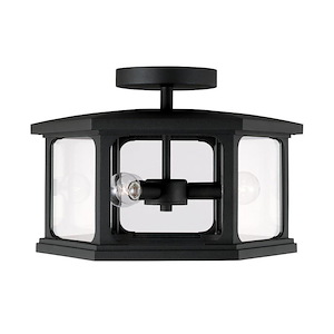 Walton - 3 Light Outdoor Semi-Flush Mount In Transitional Style-10.5 Inches Tall and 16 Inches Wide
