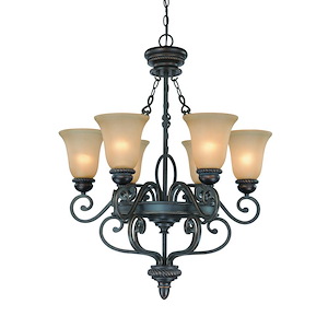 Highland Place - Six Light Chandelier - 28 inches wide by 35.5 inches high