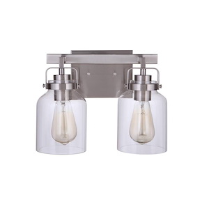 Foxwood 2 Light Transitional Bath Vanity Approved for Damp Locations - 12.88 inches wide by 9.5 inches high