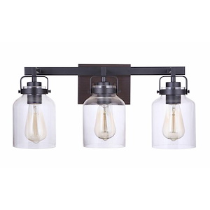 Foxwood 3 Light Transitional Bath Vanity Approved for Damp Locations - 20.88 inches wide by 9.5 inches high