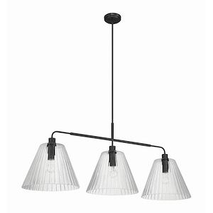 Pleated - 3 Light Island-19 Inch Tall and 14 Inch Wide - 1421348