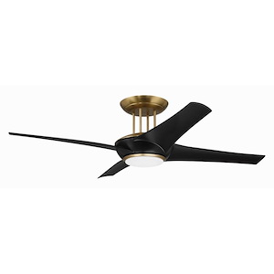Cam - 4 Blade Flush Ceiling Fan with Light Kit In Contemporary Style-13.03 Inches Tall and 54 Inches Wide - 1324998