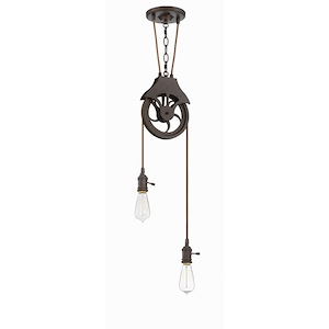Design-A-Fixture - Two Light Keyed Socket Pulley Pendant Hardware - 7.5 inches wide by 98 inches high