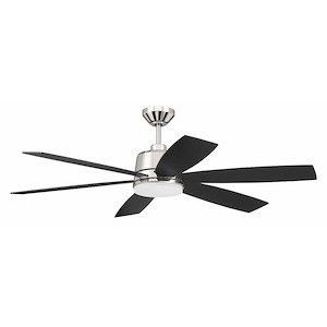 Hogan - 6 Blade Ceiling Fan with Light Kit In Contemporary Style-15.23 Inches Tall and 54 Inches Wide