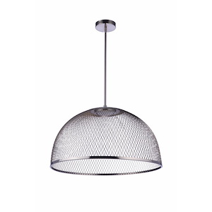 18W 1 LED Sculptural Statement Metal Mesh Dome Pendant-12.25 Inches Tall and 24.25 Inches Wide