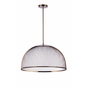 18W 1 LED Sculptural Statement Metal Mesh Dome Pendant-12.25 Inches Tall and 24.25 Inches Wide
