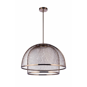 18W 1 LED Sculptural Statement Metal Mesh Dome 2 Shade Pendant-16 Inches Tall and 24.25 Inches Wide