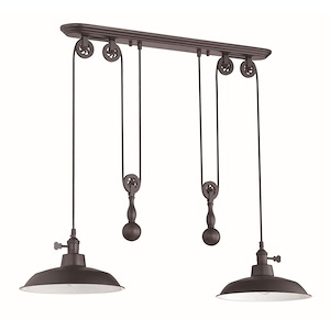Pulley - Two Light Mini Pendant - 38.25 inches wide by 12 inches high