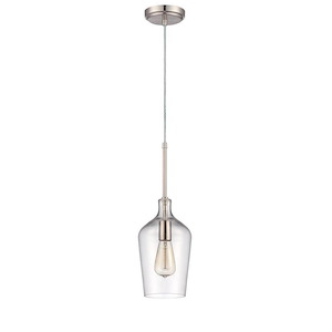 One Light Mini Pendant in Transitional Style - 6 inches wide by 11.5 inches high