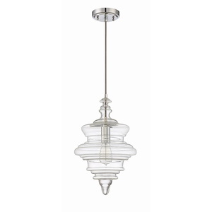 One Light Mini Pendant with Cord in Transitional Style - 10.5 inches wide by 130 inches high