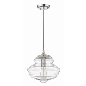 One Light Mini Pendant with Cord in Transitional Style - 10.5 inches wide by 130 inches high