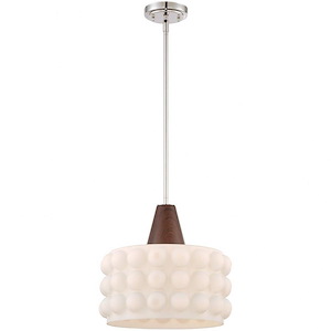 One Light Pendant with Rod - 14 inches wide by 12.88 inches high