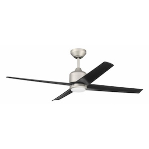 Quell - 4 Blade Ceiling Fan with Light Kit In Contemporary Style-14.33 Inches Tall and 52 Inches Wide