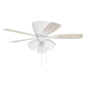 Wheeler - 5 Blade Flush Mount Ceiling Fan with Light Kit-13.5 Inches Tall and 42 Inches Wide - 1338265
